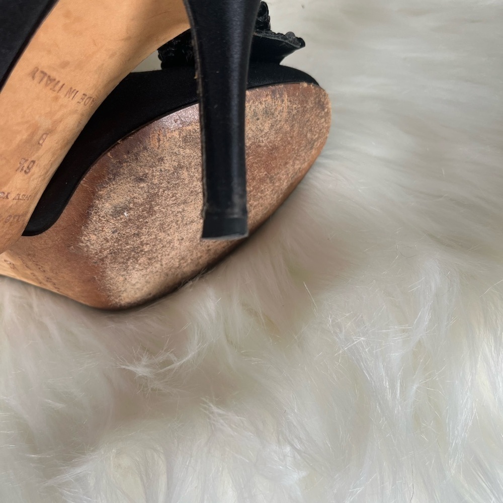 Kate Spade Black Peep-Toe Heels with Bow - Picture 6 of 6